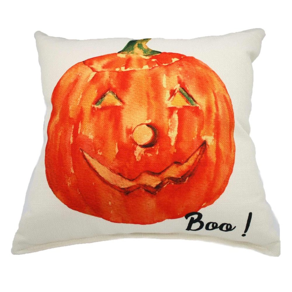USA Made Halloween Pumpkin Face Throw Pillow Decor